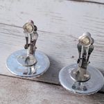 Vintage Clip On Earrings Light Pink Center with Silver Tone Halo Photo 7