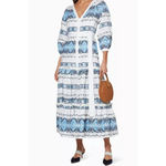 Alexis NWOT  Wylla Embroidered Linen Blend Maxi Dress XS Blue White Photo 12