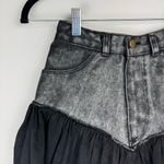 Vtg Y2K Denim Pleated Mini Skirt Sz 0 Mixed Media Grunge Streetwear Black Photo 3