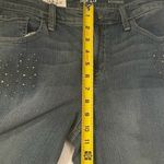 Style & Co NWT  Blue Beaded Embroidered Denim Distressed Boyfriend Jeans Size 8 Photo 4