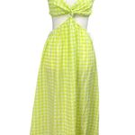 For Love & Lemons NWT Maureen Midi Gingham Green White Cutout Dress Size Small Photo 0