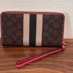 Dempsey Large Phone Wallet In Signature Jacquard With Stripe And Coach Pat Photo 1