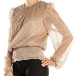 Joie ✨$5/$25  Metallic Lurex Gold Glitter Romantic Feminine Blouse Size Medium Photo 0