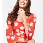 Boden USA Boden Miriam Jersey Knit Bell Sleeve Mini Dress Orange Red Floral Womens 16 Photo 3