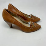 AGL Atillio Giusti Leombruni Heels Pointed Buckle Cognac Leather Brown Size 9.5 Photo 5