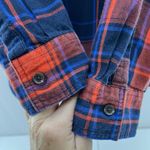Old Navy  Size XL Flannel Shirt Boyfriend Fit Button Down Plaid Pocket Red Blue Photo 4