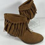 American Eagle  Brown Suede Fringe Ankle Boots Booties - Women’s Size 9 Photo 0