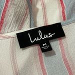 Lulus  Pippi Pink Striped Tie-Front Bell Sleeve Top - Medium Photo 8