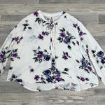 Shyanne  white floral long sleeve tie front blouse size XL E12 Photo 0