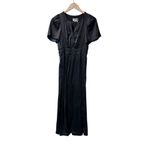 Anthropologie  Somerset Satin Short Sleeve Long Maxi Dress Black XS Photo 1