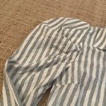 L'Academie L’Academie Revolve Grey Green White Striped Button Down Puff Sleeve Top Small Photo 3