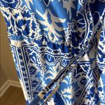 H&M Blue and White Long Sleeve V-Neck Sundress Photo 2