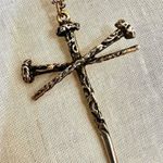 Gold tone Nail Cross pendant Necklace Photo 2