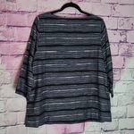 PURE JILL LAGENLOOK KNIT STRIPED WIDE NECK LIGHTWEIGHT BLOUSE MEDIUM Blue Photo 1