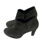 Paul Green Jazzy Suede Ankle Booties Heeled Charcoal Grey Side Zip Size 5.5 Photo 2