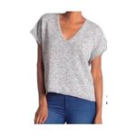 Madewell Grey / Black Marled Knit V Neck Cropped Top Sweater Tee Size S Winter Photo 1