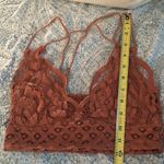 Free People Smocked Adella Lace Racerback Boho Bralette Rust Small Bra Photo 6