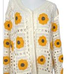 Everleigh Sunflower Crochet Knit Cardigan Sweater Ivory Yellow 1X NEW Orange Photo 4