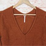 Free People  | Cozy Burnt Butter Bubble Sleeve V-Neck Sweater Photo 2