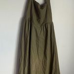 NEW Commense Cotton & Linen Halter A Line Long Dress Large Green Photo 1