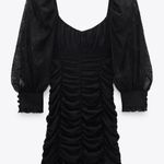 ZARA NWT Stunning  Black Draped Dress With Lace Photo 3
