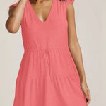 Beyond Yoga  Featherweight Out & About Ruffle Mini Dress Tier Drawstring Peach S Photo 0