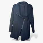 Halogen Asymmetrical Zip Boiled Wool Blend Black Coat Size M Photo 2