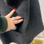 100% Cashmere Poncho Mock Neck Grey One Size Minimalist Quiet Luxury Staple Gray Photo 2