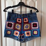 Farm Rio  Ultra High-Rise Crochet Denim Shorts Photo 6