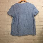 Karen Scott  Sport PM 100% Cotton Blue Short Sleeve Button Up Pocket Front Shirt Photo 3