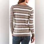 Smartwool  Brown Cream Multi Striped V Neck Sweater Merino Wool Photo 2
