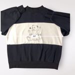 Pink Savior Teddy Bear Color Block Crewneck Womens Size Medium Black White Photo 4