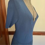 Jason Wu Blue Pleated Fit & Flare Midi Dress with V-Neck Photo 3