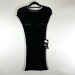Bebe  Dress Y2K Black‎ Bodycon Women's Size M/L Mesh Drama Sides Made in USA NWT Photo 4