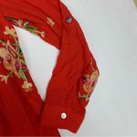 Figueroa & Flower women's medium red tunic embroidered floral shirt long johnny Photo 5