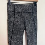 Lululemon - Time To Sweat Crop 23" Free Spirit Alpine White Black Leggings Gym Photo 3