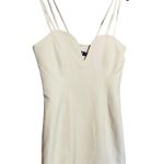 ZARA NWT  Cream Off White Tan Sweetheart Neckline Mini Dress Size Medium Photo 3
