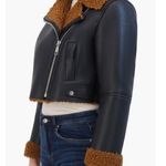 Rebecca Minkoff Faux Shearling Vegan Leather Moto Jacket, Black/Brown, Large NWT Photo 4
