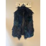 BLANK NYC Women's Black/Blue Furry Peacock Faux Fur Vest Photo 1