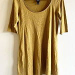 Eileen Fisher  100% LINEN OLIVE GREEN SHORT SLEEVE BOAT‎ NECK MINI DRESS S… Photo 0