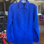Notations Royal Blue Velvety Faux Suede Button Down Photo 1
