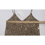 Hugo Boss  Sequined Side Slit Tank Blouse Women's Size Large Champagne Gold NEW Photo 5