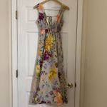 H&M  V-neck Plunge Back Linen Blend Floral Maxi Dress Photo 3