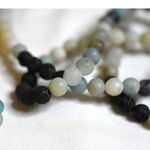 Source Unknown 2 Single Strands 14" & 22" Multi Color Cracked Agate/Black Lava Beaded Necklaces Photo 3