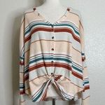 Urban Outfitters Oufitters Out From Under Jojo Striped Waffle Knit Top, Sz Medium Photo 0