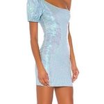 superdown  Honey One Shoulder Dress in Blue NWT Bodycon NWT Mermaid Puff Sleeve Photo 3