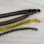 Source Unknown 4 Chain Link Braided Bracelets Set Gold Silver Tone Black Brown Yellow Cord NWOT Photo 5