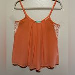 Chris & Carol  Orange Semi Sheer Lace Summer Tank Top | Shirt Photo 0