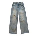 Eunina  Dawn Distressed Frayed Hem High Rise Wide Leg Crop, Sz 1 Photo 1