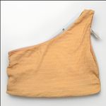 SOMETHINGNEW One Shoulder Top Womens Size L Orange Textured Tube Stretchy Size L Photo 0